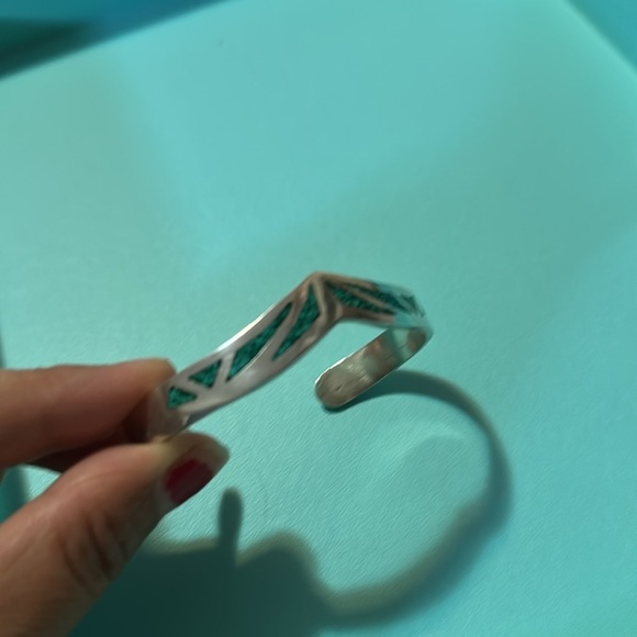 #18 STERLING TJ-67 INLAID TURQUOISE STONES CUFF BRACELET 925 MEXICO - Picture 4 of 16